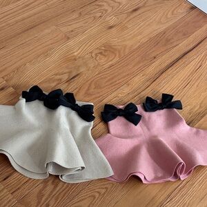 Girls' Ruffle Skirt with Bow Detail - Pink & Cream